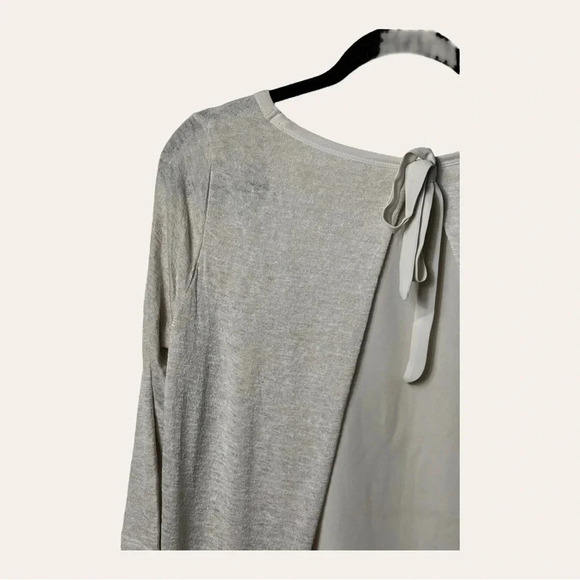 0570. Lauren CONRAD 3/4 SLEEVE BLOUSE SIZE SMALL CREAM IN‎ COLOR BOW IN BACK - Picture 8 of 9